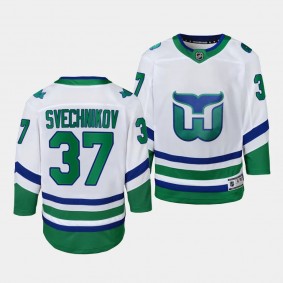 Carolina Hurricanes #37 Andrei Svechnikov Whalers Replica White Youth Jersey