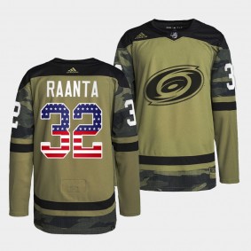 Military Appreciation Antti Raanta Carolina Hurricanes Camo #32 Warmup Jersey 2023