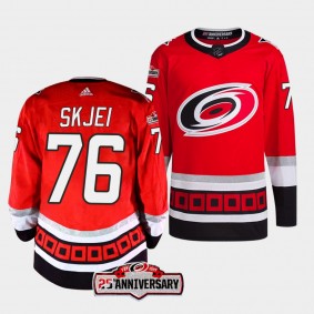 Carolina Hurricanes 2022-23 Alternate Brady Skjei #76 Red Jersey 25th Anniversary