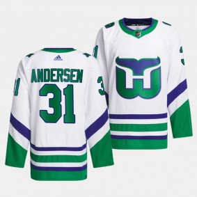 Frederik Andersen Carolina Hurricanes Whalers White #31 Primegreen Jersey Men's