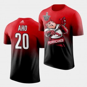 Sebastian Aho Hurricanes 2020 Playoffs Team Mascot Cartoon Red T-Shirt