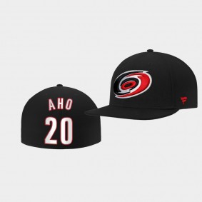 Sebastian Aho Carolina Hurricanes Hat Core Primary Logo Black Fitted Cap