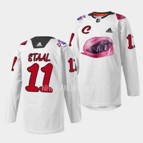 Jordan Staal Carolina Hurricanes 2023 Kids Day White #11 Warmup Jersey Men's