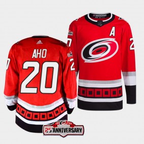 Carolina Hurricanes 2022-23 Alternate Sebastian Aho #20 Red Jersey 25th Anniversary