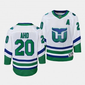 Carolina Hurricanes #20 Sebastian Aho Whalers Replica White Youth Jersey