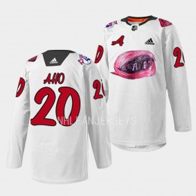 Sebastian Aho Carolina Hurricanes 2023 Kids Day White #20 Warmup Jersey Men's