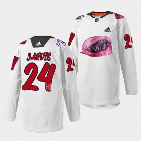 Seth Jarvis Carolina Hurricanes 2023 Kids Day White #24 Warmup Jersey Men's